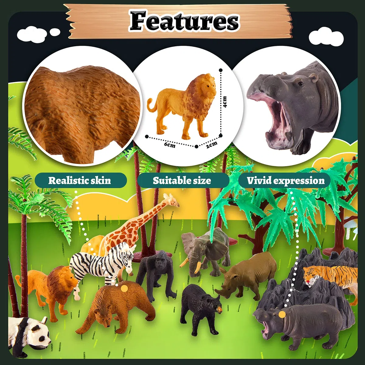 TOEY PLAY 3 in 1 Animali Giocattolo per Bambini, Animali Fattoria, Dinosauro Giocattolo, Animali Della Giungla, Giochi Bambini 3 4 5 6 Anni, 56 Pezzi, Mini Animali Realistici con Valigia