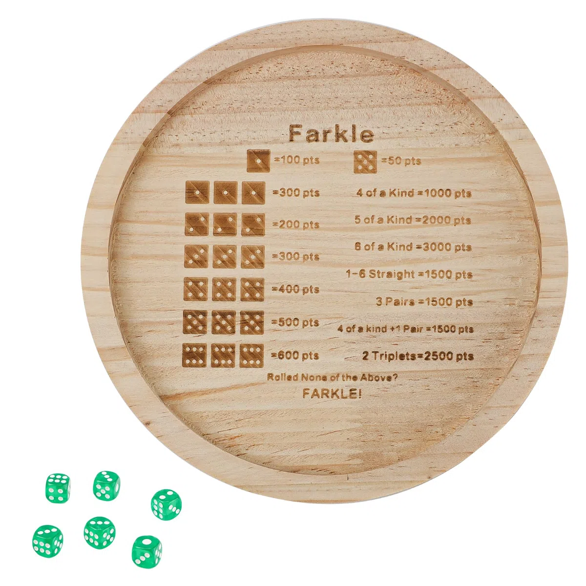 Vassoio per Dadi Farkle NQEUEPN, Vassoio per Dadi in Legno per Gioco Classico Farkle con 6 Dadi, 18,2cm Rotondo, Per Feste in Famiglia e Viaggi