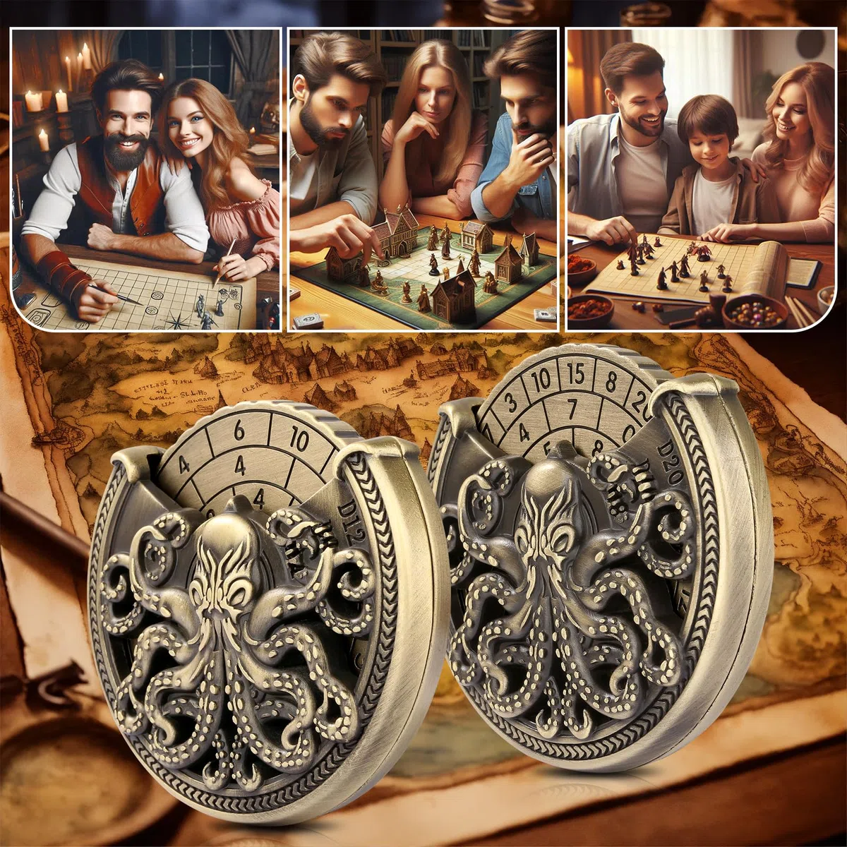 Set di dadi per D&D, set di dadi metallici 7 in 1, con giroscopio a punta di dita, set di dadi per roulette e polpi, set di dadi per D&D, regali di D&D con confezione regalo, accessori per giochi di