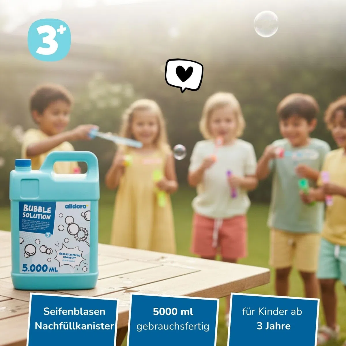 alldoro 60658 Bubble Fun liquido per bolle di sapone in tanica da 5000 ml, acqua saponata come scorta da 5 litri XXL, per bambini, adulti, feste ed eventi
