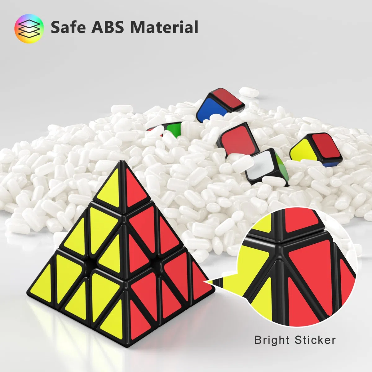Vdealen Cubo Magico 2x2 3x3 4x4 Piramide Megaminx Snake Rainbow Ball Magic Cube, Lisci Speed Cube Puzzle Cubo di Velocità, Regalo per Bambini Adolescenti Adulti(7 Pacchetto)