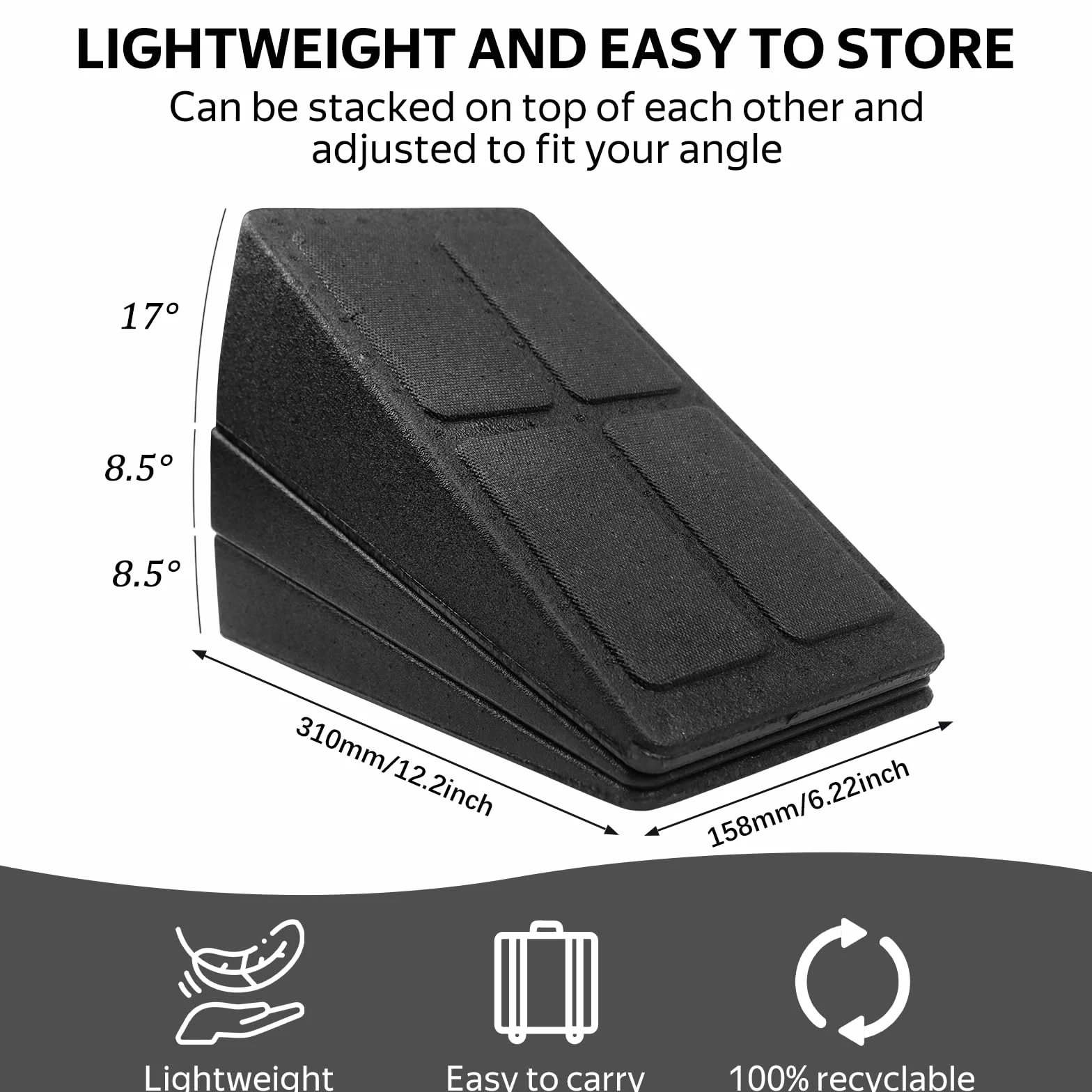 Mumjooyi Pedana Fitness Inclinata Set di 3 Calf Slant Board Squat Wedge Block Regolabili Pedana Inclinata per Polpaccio Stretch l'allenamento Yoga Nero