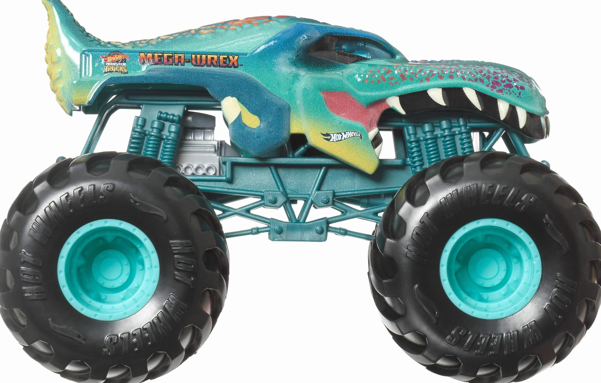 Hot Wheels Monster Trucks - Mega-Wrex Oversize, Veicolo in Scala 1:24 con Ruote giganti e carrozzeria in Metallo, Perfetto per Le acrobazie, Giocattolo per Bambini, 3+ Anni, JDR03