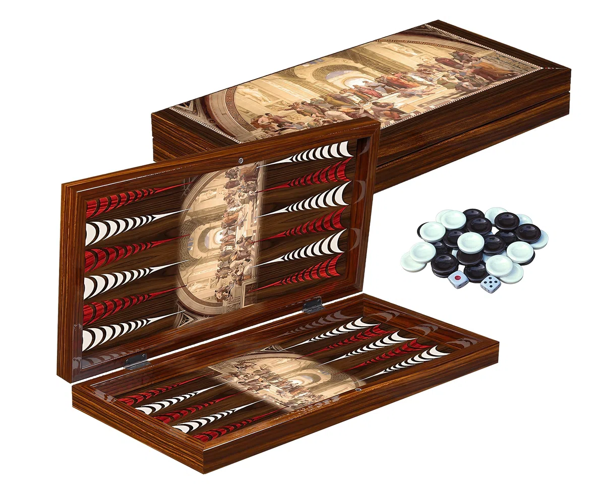 PrimoLiving Deluxe Backgammon in legno Set da gioco Planton S - 28,5 x 28 cm