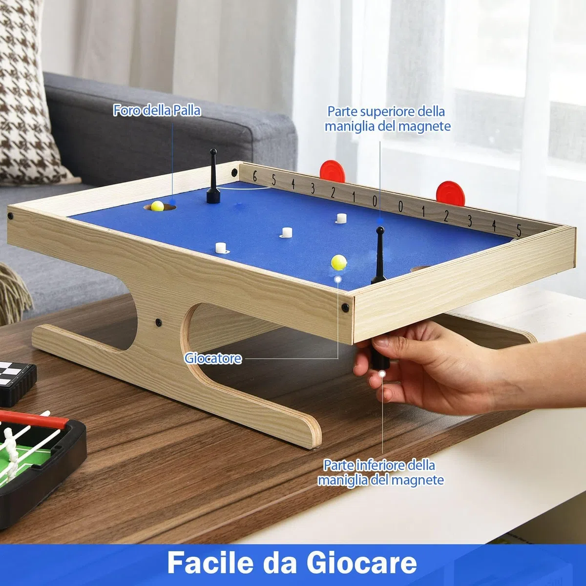 RELAX4LIFE Hockey Magnetico da Tavolo – Gioco Portatile con 2 Maniglie Magnetiche, 2 Segnapunti, 2 Palline e 3 Magneti di Ricambio – Dimensioni 45 x 33,5 x 14 cm – Divertimento per Bambini e Adulti