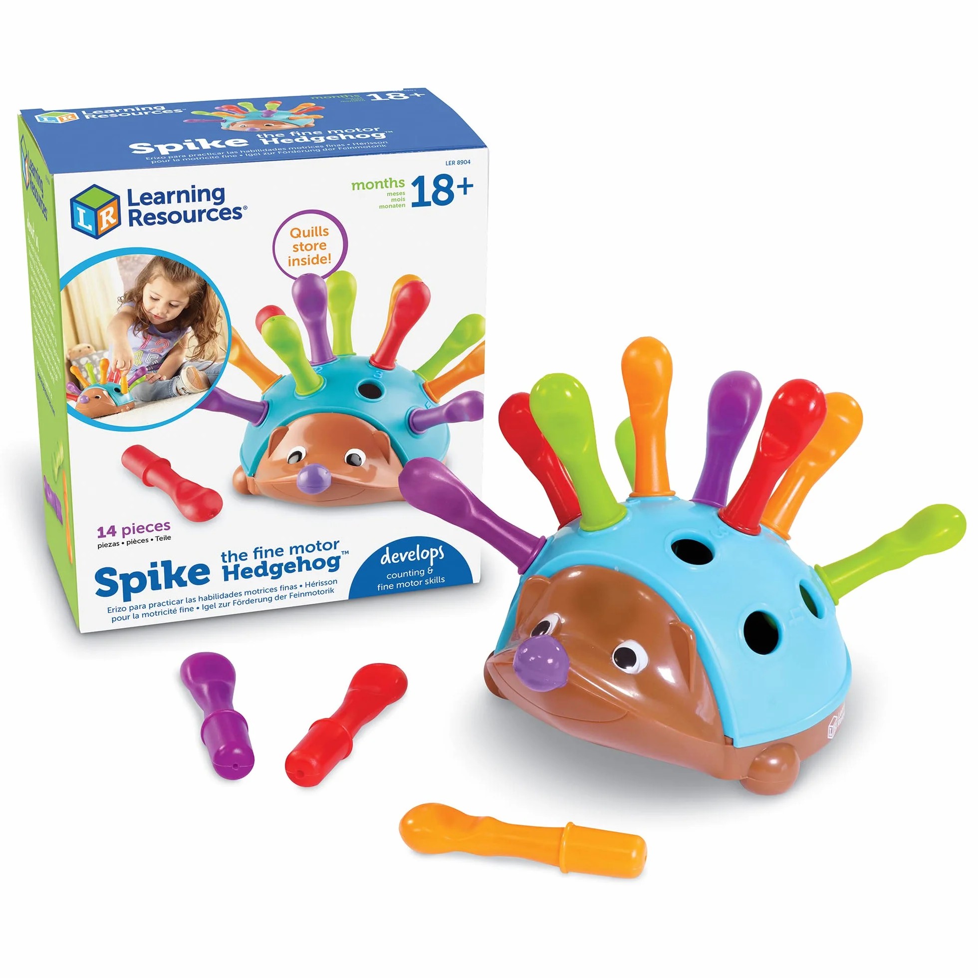 Learning Resources Riccio Spike per Stimolare Le Abilità Fino-Motorie, dai 18 Mesi, Gioco Sensoriale Montessori, Imparare a Contare e Riconoscere i Colori