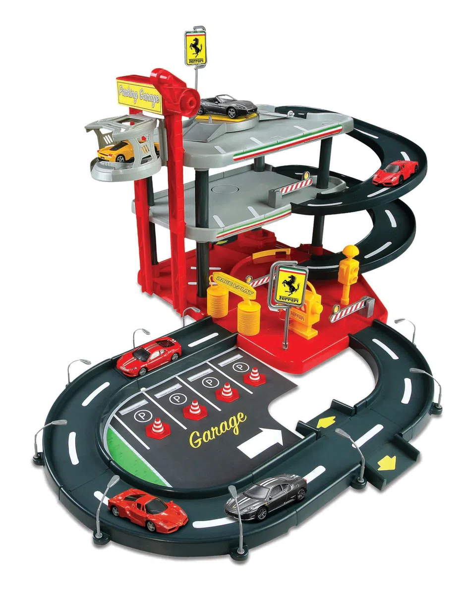 Bburago 15631204 - Parcheggio Ferrari incl 2 auto 1:43