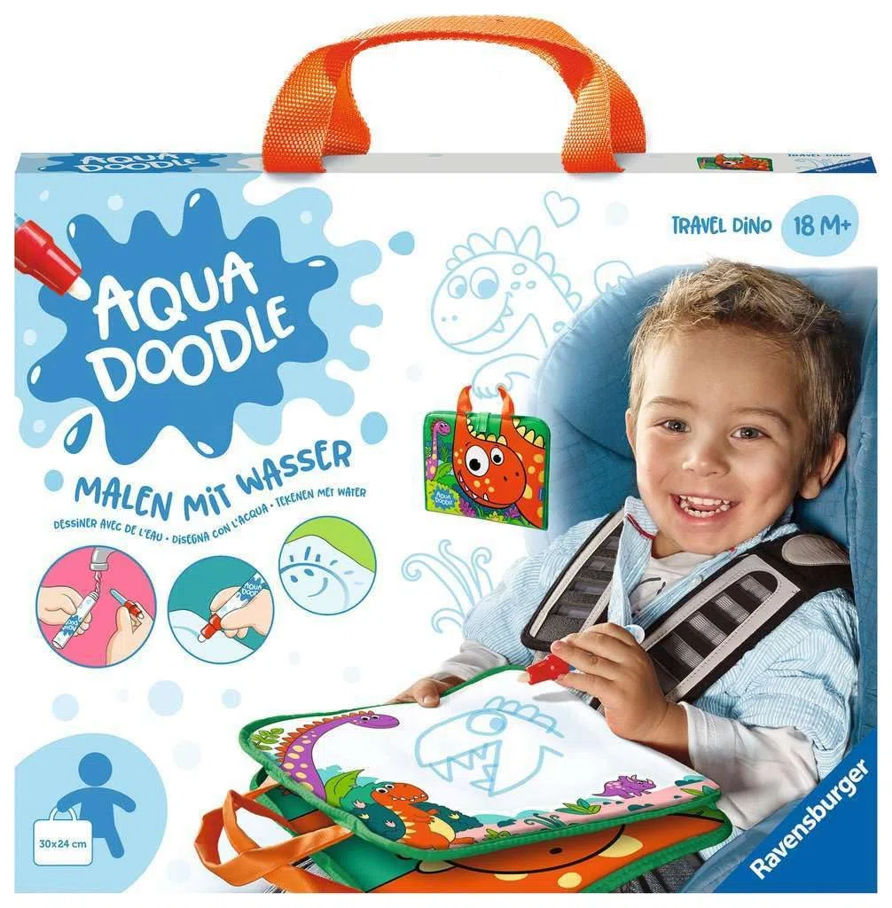 Ravensburger 4566 Aquadoodle Travel Dino - Primo dipinto in viaggio - Divertiti a dipingere senza macchie con l'acqua - Set da viaggio per bambini dai 18 mesi in su