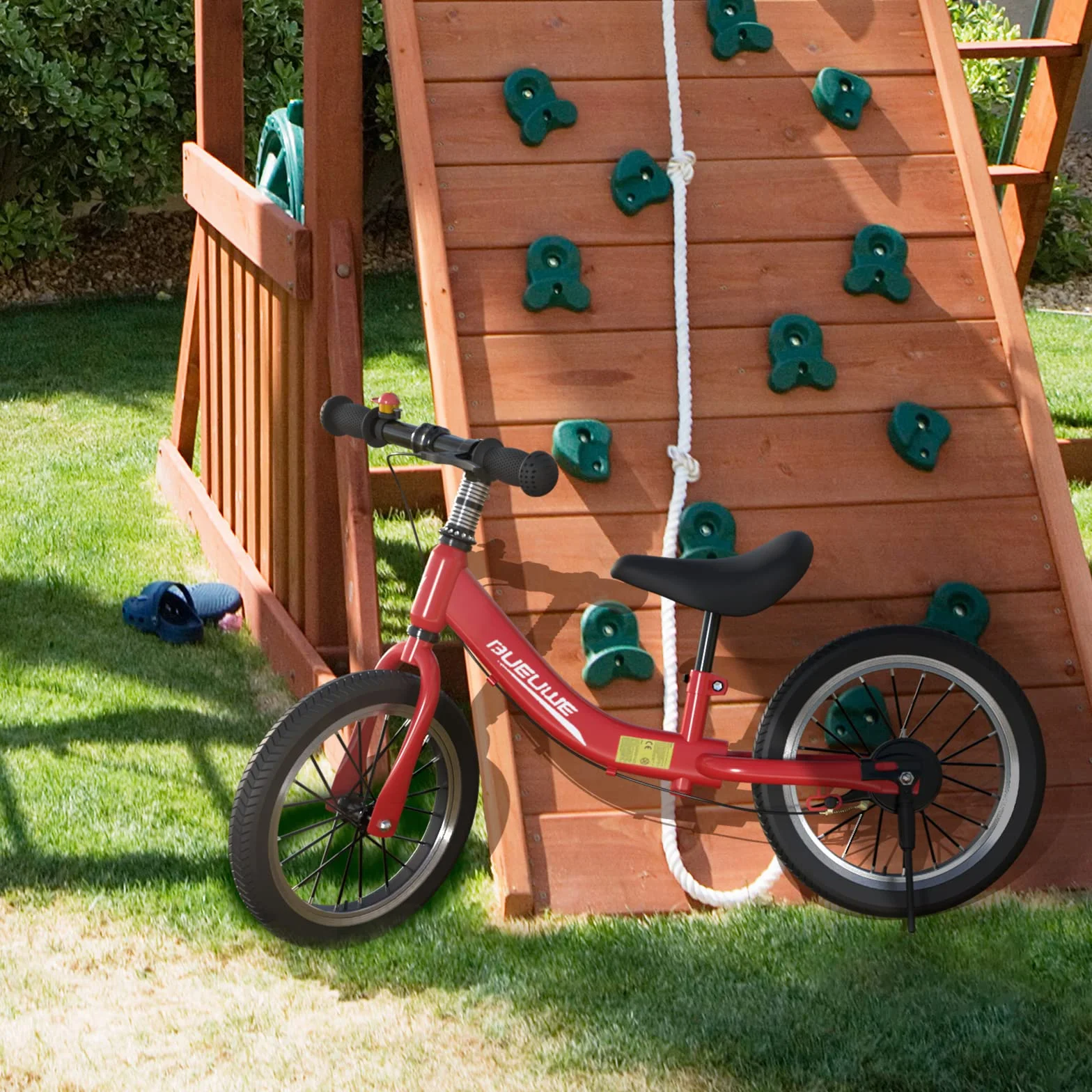 Bici Senza Pedali per Bambini da 2 3 4 5 6 Anni, Ruote in Gomma da 14 Pollici, Freno e Cavalletto, Massimo 40 Kg, Manubrio e Sella Regolabili, Regali di Compleanno per Bambina e Bambino