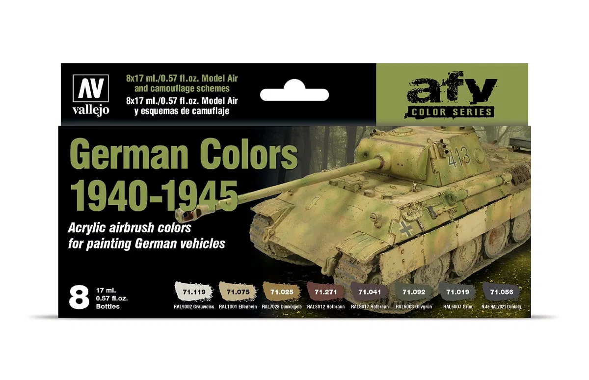 Vallejo Pintura Acrilica Model Air German Colors 1940-1945, Finitura Opaca, 18 ml, Ideale per Aerografo e Modellismo