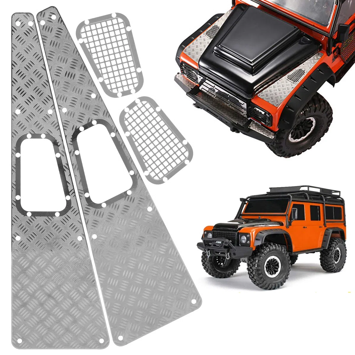 Accessorio per Simulazione di Lati con Piastra paramotore in Metallo in Scala 1/10 Adatto per modellini di Automobili RC