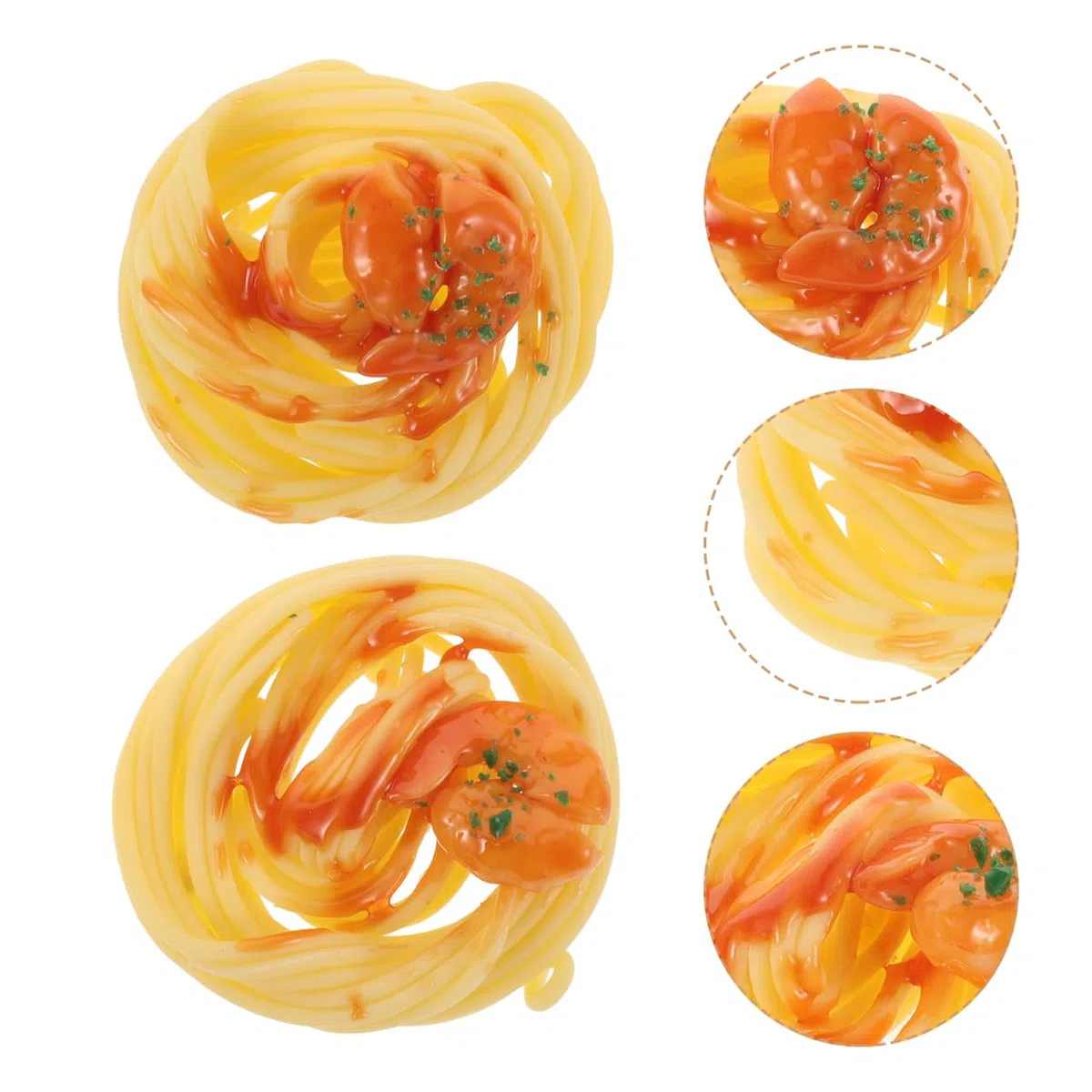Supvox 2 pezzi di spaghetti modello con gamberetti realistici per pasta artificiale per ristorante, durevole, finto cibo, versatile come decorazione da tavolo fotografica