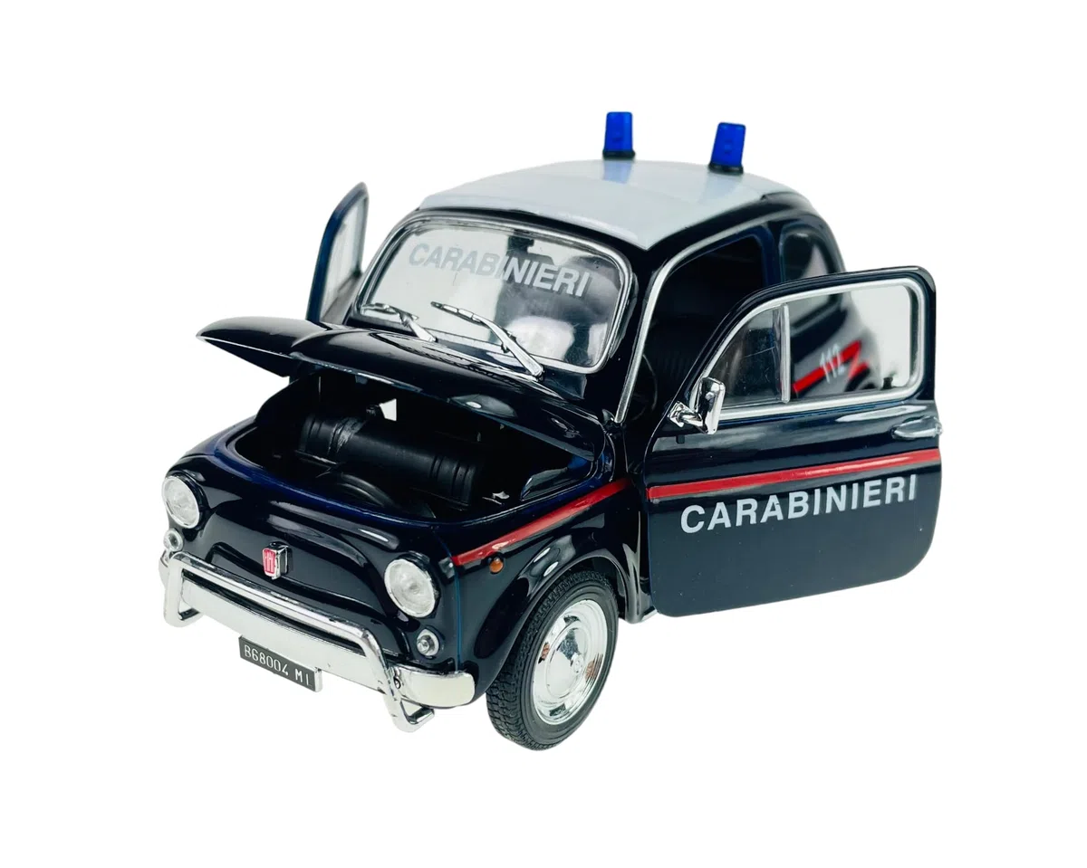 Welly Modello Auto Compatibile con FIAT Nuova 500 Carabinieri Polizia 1957-1975 ca 1/24 1:24 Metallo Modello Auto Il Cast Nuovo in Scatola