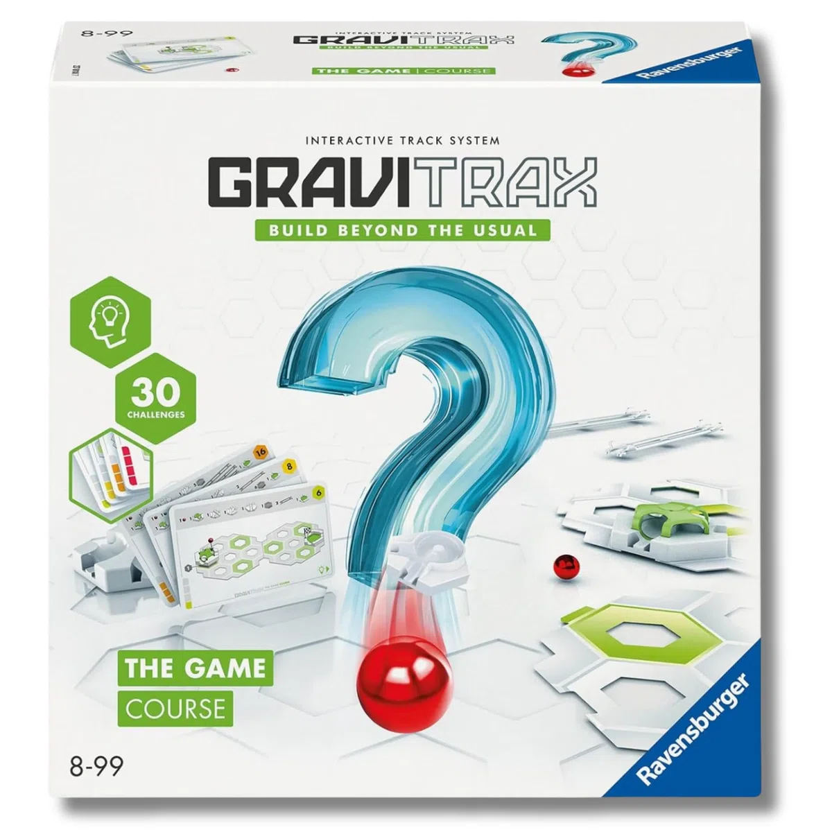 Ravensburger - GraviTrax The Game Course, Pista biglie 29 pezzi, Gioco di logica, 30 carte sfida multilivello, Costruire circuiti, Rompicapo STEM 8+ anni e adulti, Compatibile con tutti i GraviTrax