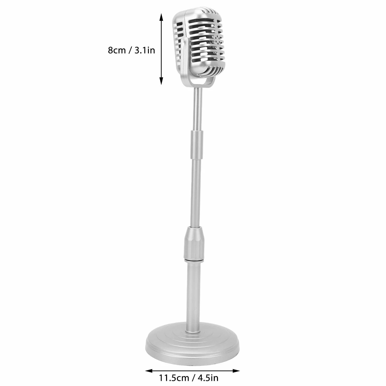 Fockety Finto microfono d'epoca con supporto, microfono retrò portatile in ABS, decorazione microfonica antica in stile retrò classico per il gioco di ruolo del costume di decorazione
