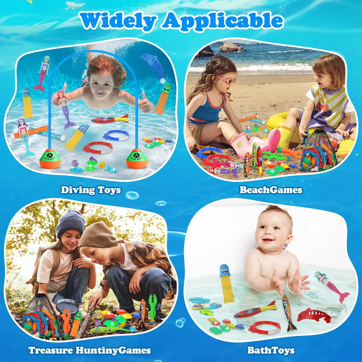 Giochi Immersione Piscina 43 Pezzi,Giochi da Piscina per Bambini,Giocattoli da Immersione Inclusa Bastoncini da Immersione,Tesori dei Pirati e altro,Ideale per Spiaggia Piscina, e Allenamento Nuoto