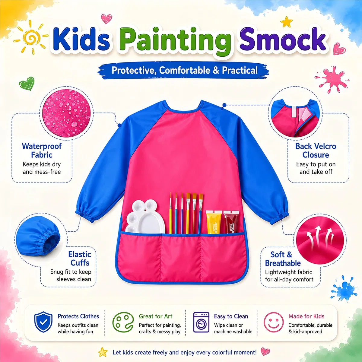Set Pittura a Dita Bambini, 12 Colori da 35 ml, Pittura Lavabile con Pennelli, Spugne per Pittura, Tavolozza, Secchiello Pieghevole e Grembiuli Genitore-Bambino, Regalo Bambina 6-8 Anni (Rosso)
