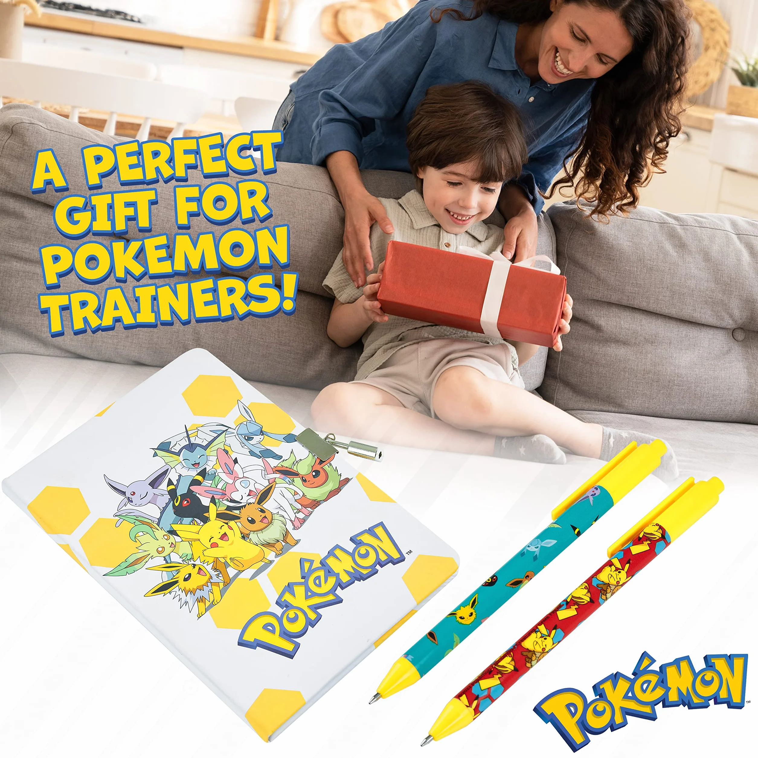 Pokémon Quaderno e Penne Set Anime Articoli Cancelleria Adolescenti Bambini Diario Pikachu Compiti a Casa Materiale Scolastico Regali Bambini (Set Taccuino/Penna)