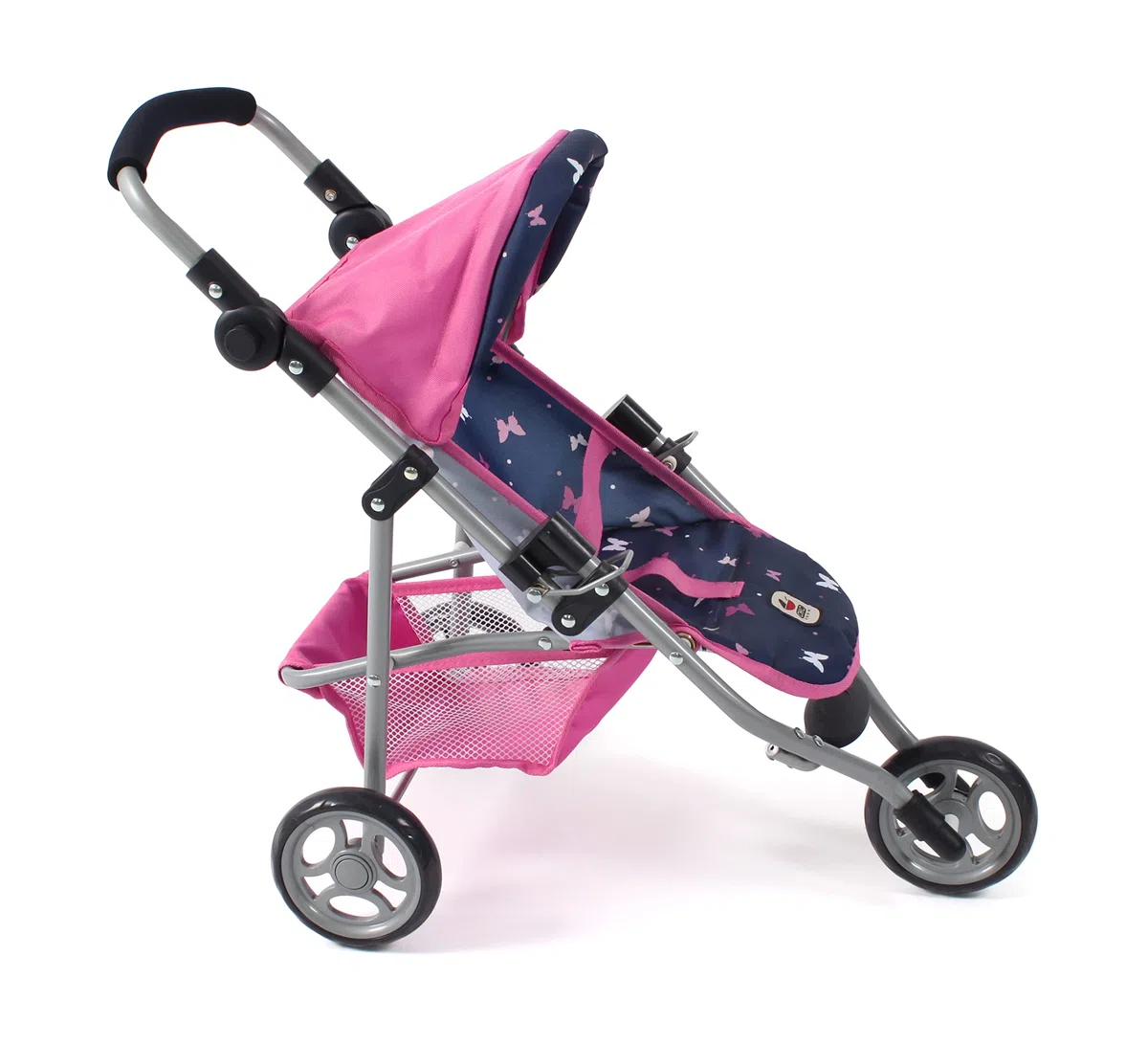 Bayer Chic 2000 - Passeggino per bambole Lola, Passeggino da jogging, Bambola, Passeggino per bambole, Butterfly, 612-33, Navy, Rosa