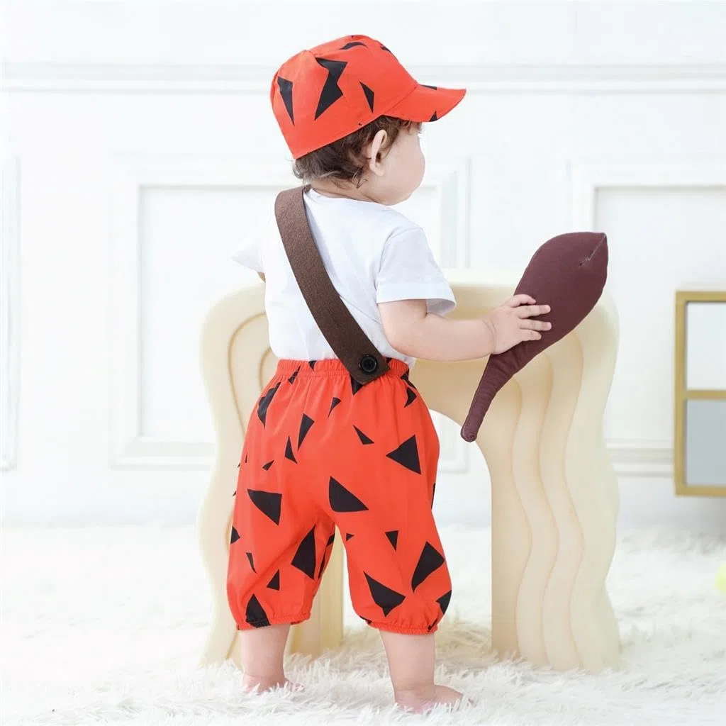 Lito Angels Vestito Costume da Ciottolina Flintstones con Cappello e Mazza per Bimbo Taglia 3-18 mesi