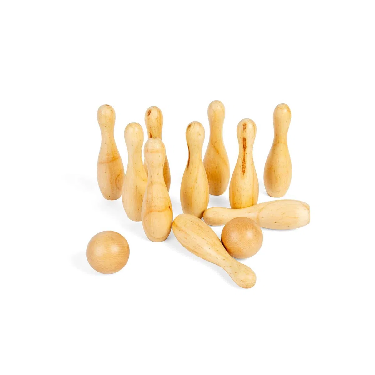 Bigjigs Toys Set da Bowling a 10 spilli, 12 Birilli in Legno, Set da Giardino e Giochi da Prato, Regali ecologici per Bambini dai 2 Anni in su