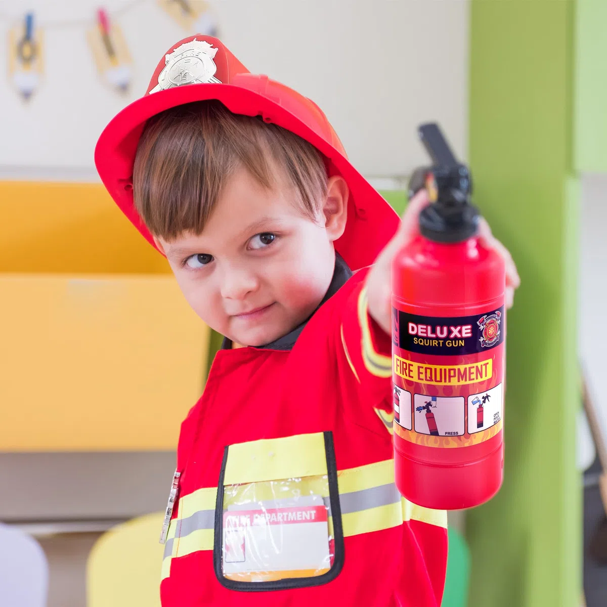 Costume da Pompiere per Bambini Capo dei Pompieri Cosplay Gioco di Ruolo Accessori per Giocattoli