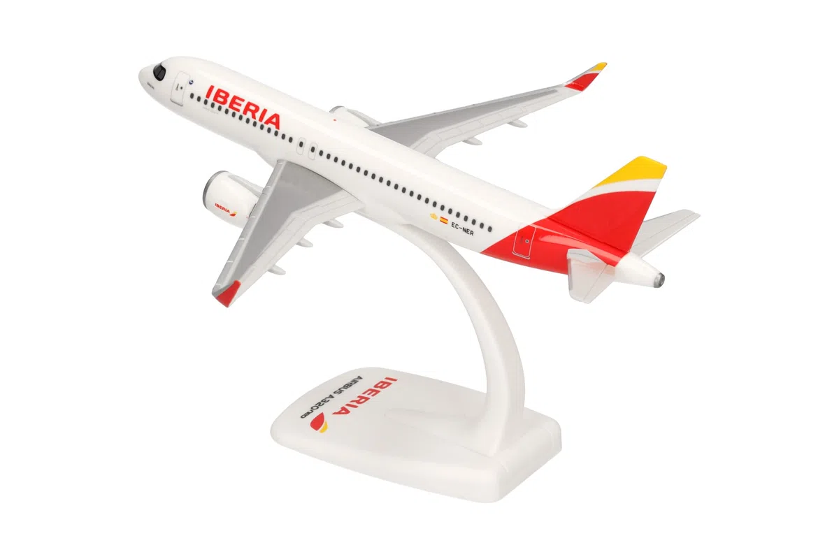 Herpa modello di aereo Iberia Airbus A320 neo – EC-NER "Barajas", in scala 1:200 - Snap-Fit, pezzo da collezione, miniatura deco, statuetta con supporto in plastica