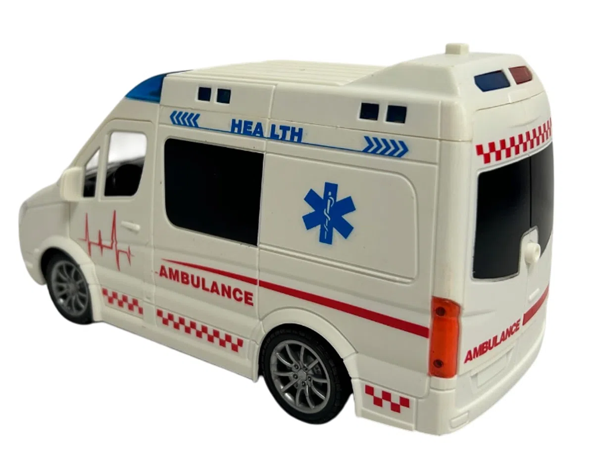 Ambulanza Telecomandata per Bambini Ambulanza Giocattolo con Luci Suoni Sirene Porte Apribili Autoambulanza Grande Scala 1:16 RadioComando Pronto Soccorso Suoni Luci Led Movimento Veicolo Soccorso (A)