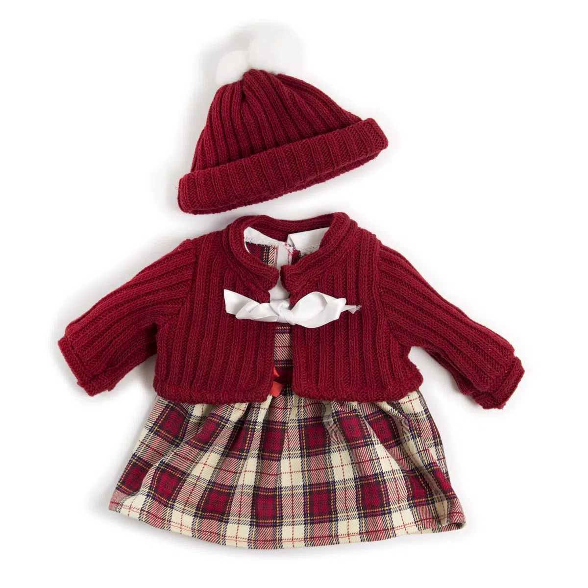 Miniland-Set Freddo Abito 40 cm Vestito per Bambole 38 cm, Colore Rosso, 3 - 6 anni, MLE31558