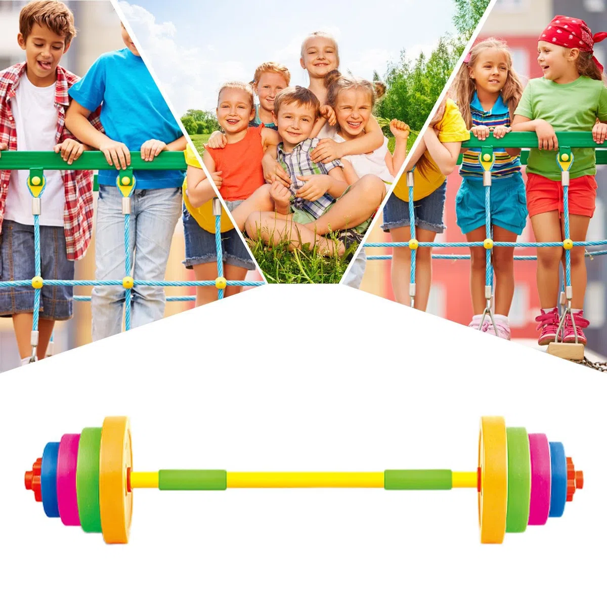 Set Bilanciere Giocattolo Per Bambini - Attrezzatura Da Gioco Con Peso Regolabile | Fai Finta Di Attrezzatura Per Il Fitness | Giocattolo Per L'allenamento Della, Kit Per Esercizi Sicuri, Altern