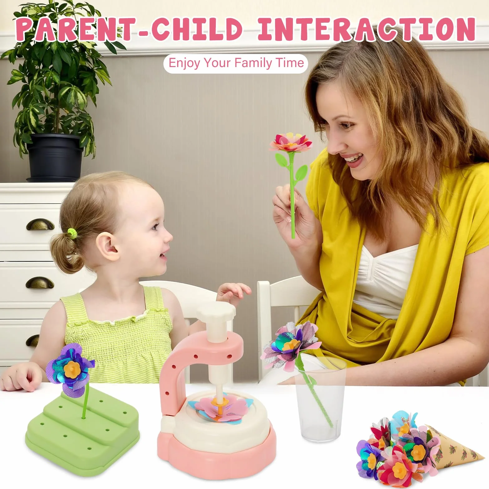 Ark miido Laboratorio Dei Fiori, Kit Artigianale con Macchina Produzione Fiori per Bambini, Flower Market, Regalo Giocattoli Creativo per Bambina 4 5 6 7 8 9 10 Anni Rosa