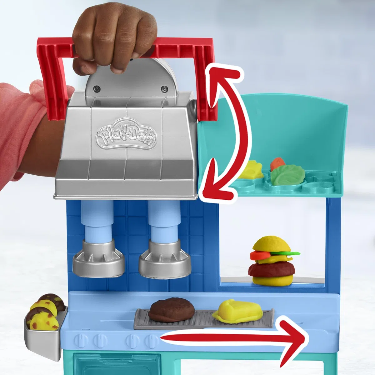 Play-Doh Kitchen Creations, playset Ristorante degli chef in carriera, set da cucina a 2 lati, giocattolo prescolare da cucina per bambini e bambine dai 3 anni in su