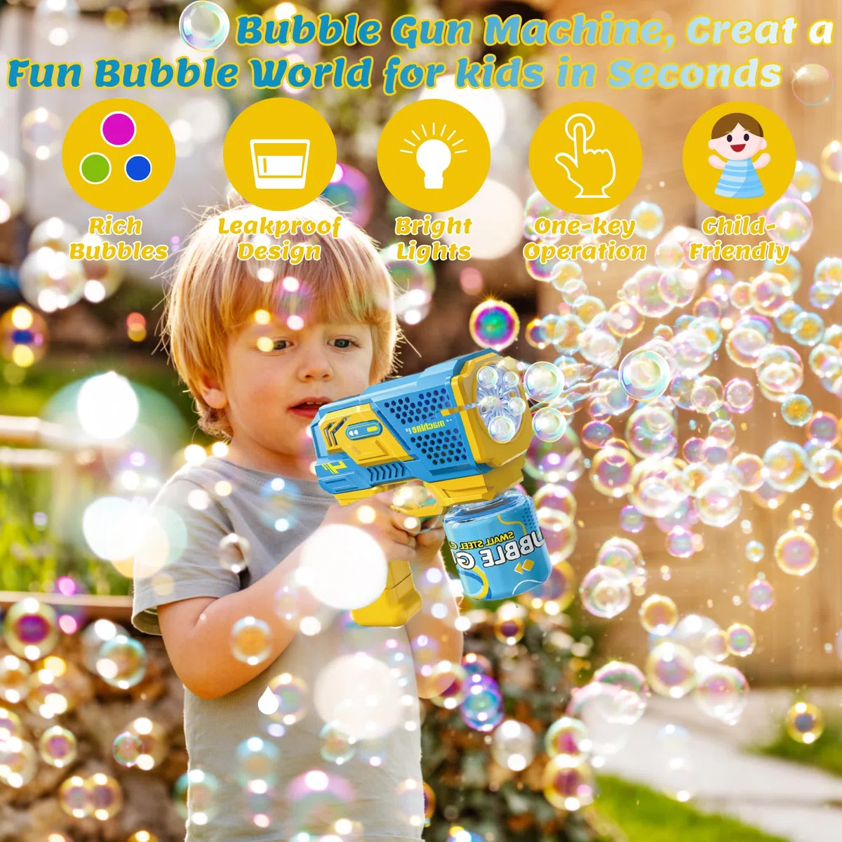 Chennyfun Pistola a Bolle per Bambini, 2 Pieces Macchina Automatica per Bolle + Concentrato per Bolle di Sapone,per Feste Compleanno All'aperto Matrimoni, Verde, per Bambini Giardino Estivi