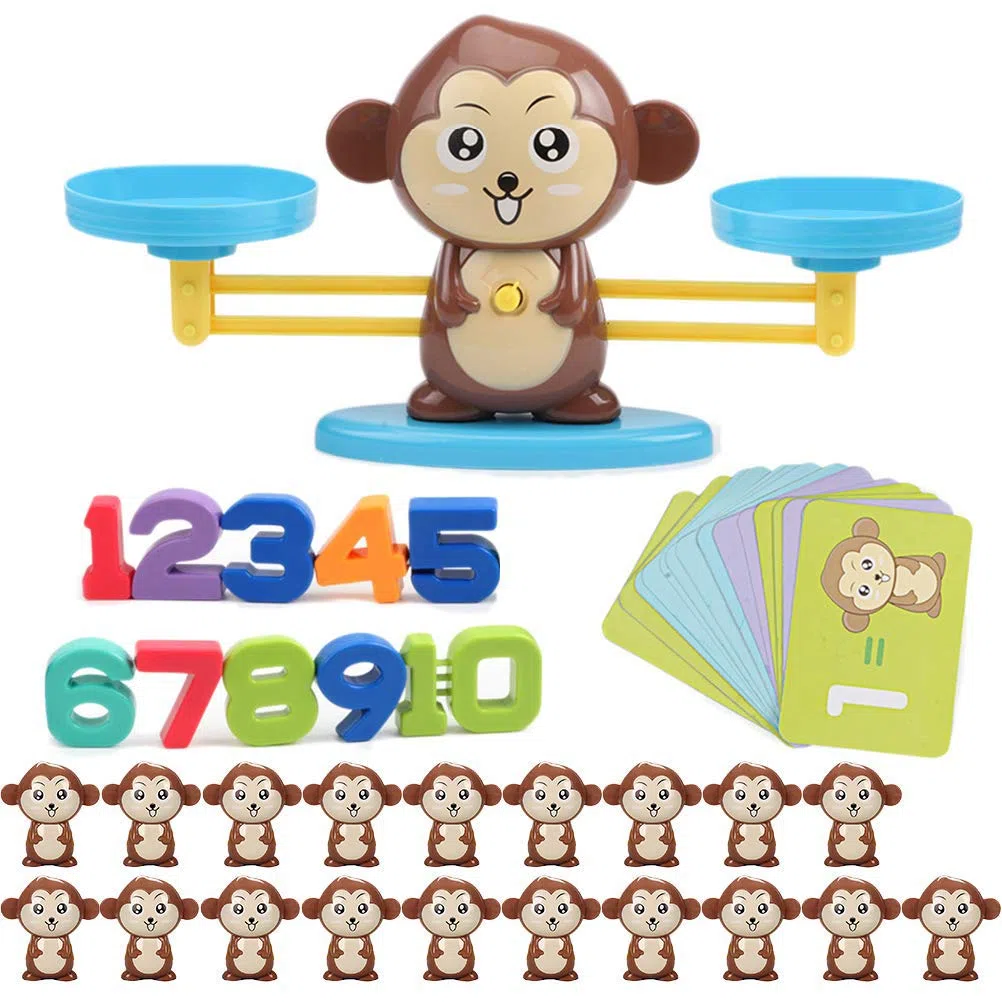 Queta Giochi Conteggio Bilancia, Montessori Bilancia per Bambini Gioco Educativo per Sviluppare Intelligenza e Coordinazione Occhio-Mano(Set di 60 Pezzi)