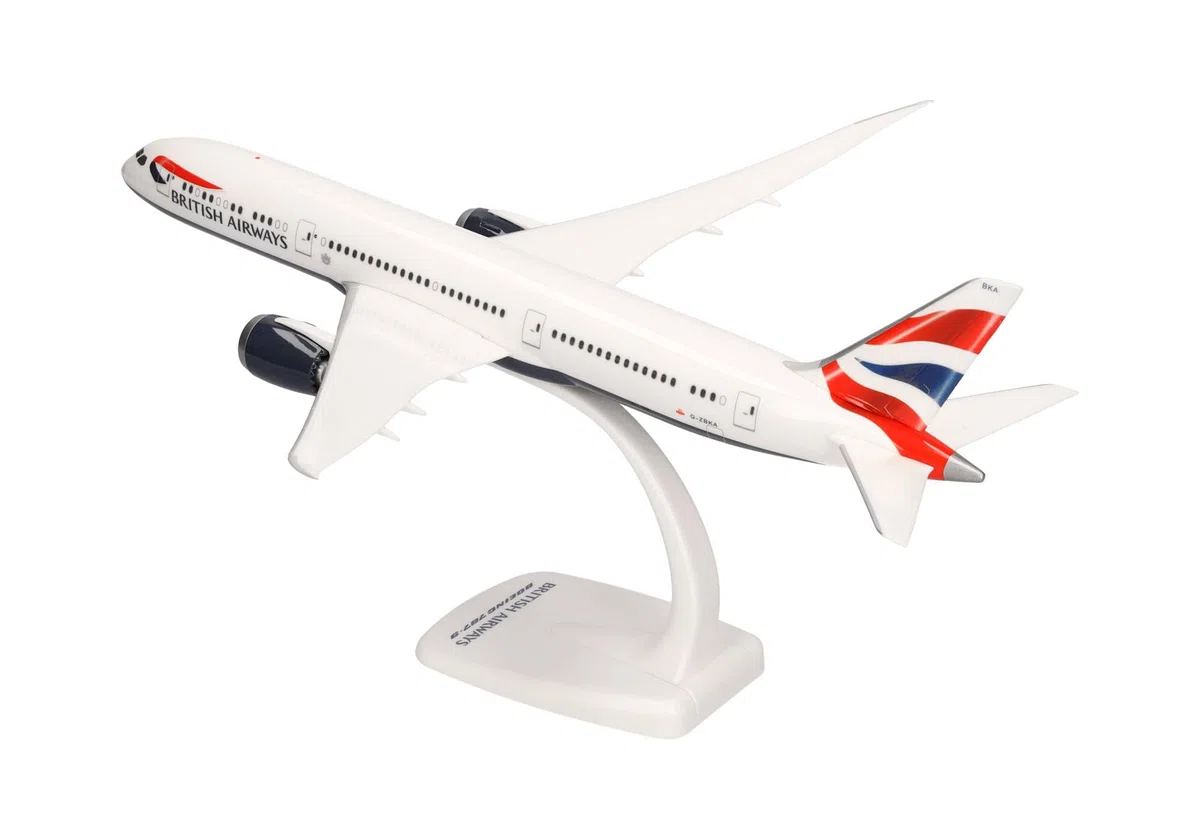 Herpa Modello di Aereo Boeing 787-9 British Airways - Dreamliner in Scala 1:200 - Snap-Fit, Pezzo da Collezione, Miniatura Deco, Statuetta con Supporto in plastica