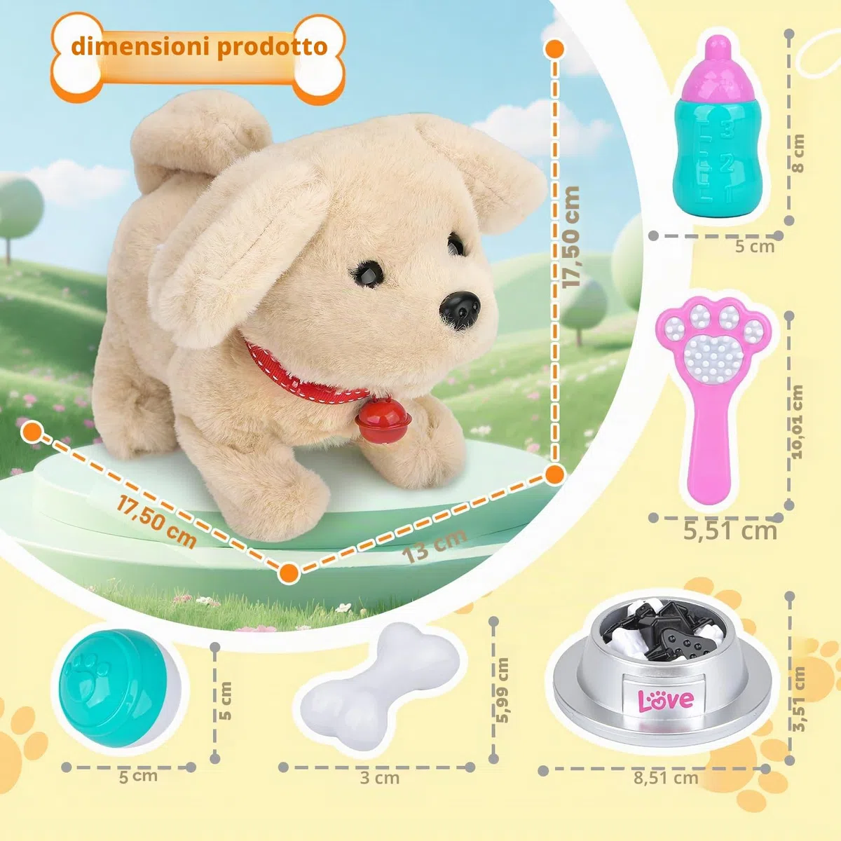 Giocattolo per cani per bambini con guinzaglio che corre e abbaia, giocattolo elettronico per animali domestici, gioco interattivo per cani con camminare, abbaiare, coda per bambini e bambine 2 3 4