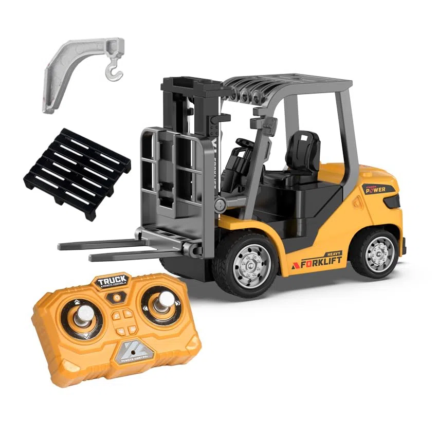DUKUSEEK Mini carrello elevatore a forcale RC della scala 1:64, modello telecomandato RWD della costruzione del veicolo industriale della lega RC