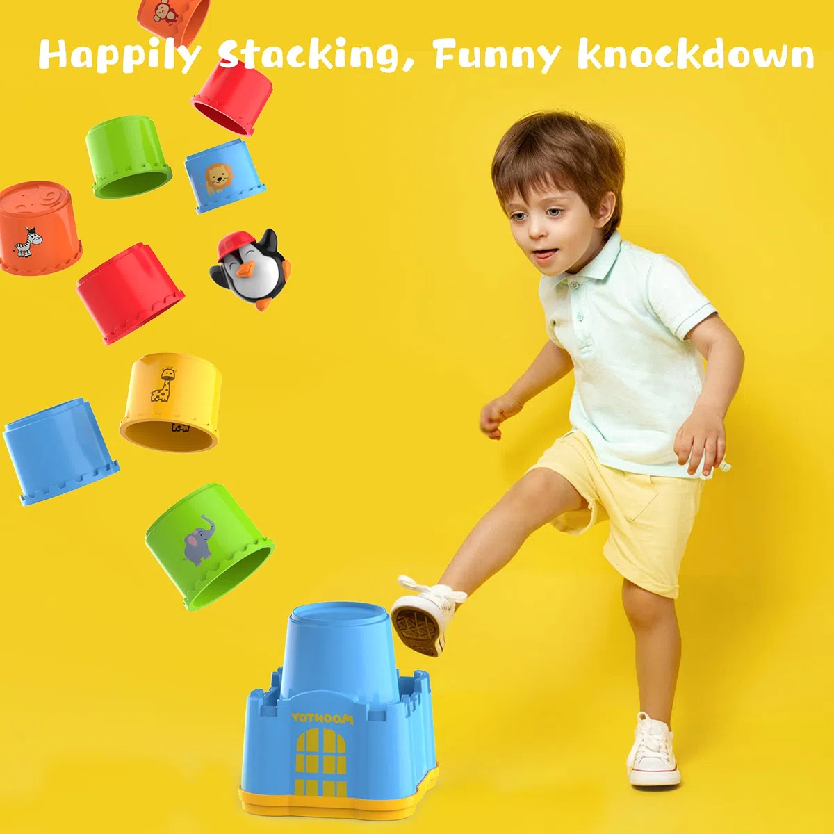 MOONTOY Giocattoli Bambino 1 anno,Montessori Giocattolo per Bambini Ragazzo Ragazza,Blocchi Colorati per Insegnare Forme, Numeri e Colori,Regalo per Compleanno e Natale per 1 2 3 4 Anni