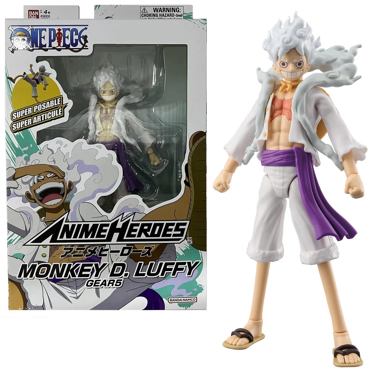 BANDAI – Anime Heroes – One Piece – Action figure 17 cm Monkey D. Rufy Gear 5 – Licenza ufficiale One Piece – Action figure snodata Luffy – Giocattolo per bambini dai 4 anni in su – 37054