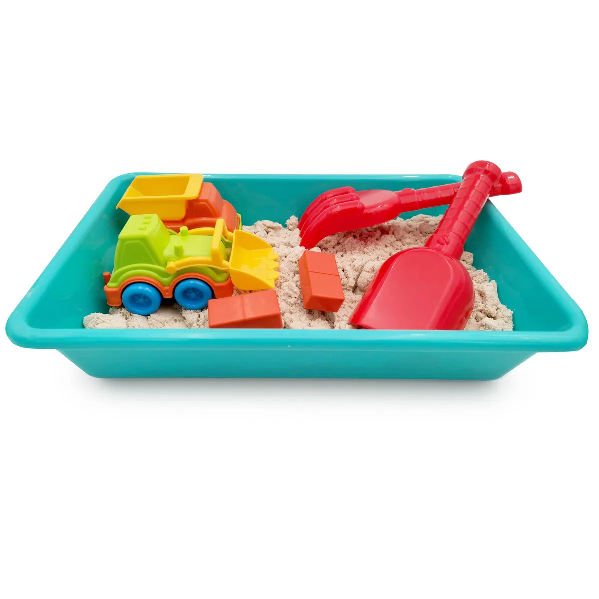 Genio Kids Set Sabbia Magica Costruzione - 1 kg di Sabbia per Bambini con Camion e Escavatore, Sabbiera e Accessori, Gioco Creativo e Sensoriale, Regalo per Bambini 3 4 5 6 7 8 Anni