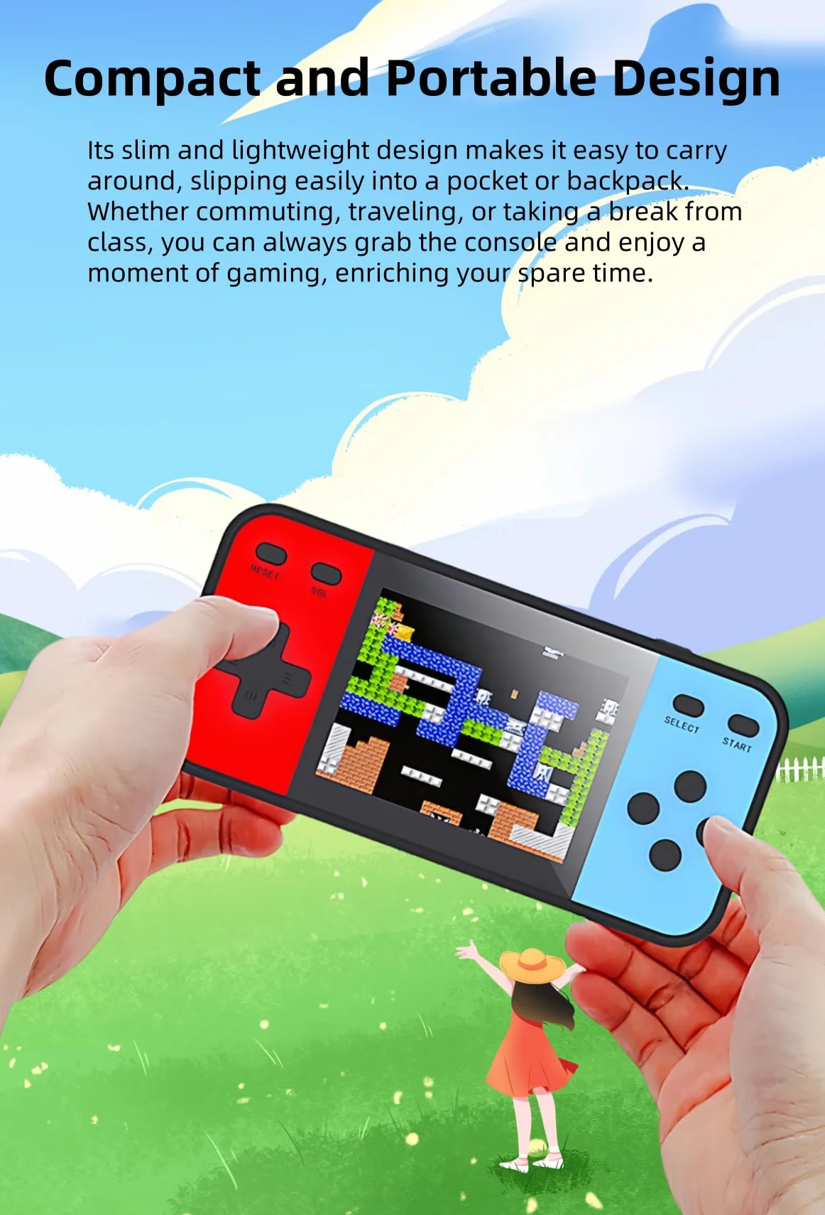 JXD 3.0" Mini Console per Videogiochi Retrò con 240 Giochi Si Collega Alla TV Gioco Portatile per Bambini Puzzle Giocattolo Regalo di Natale/feste Indispensabile per Viaggi e Tempo Libero