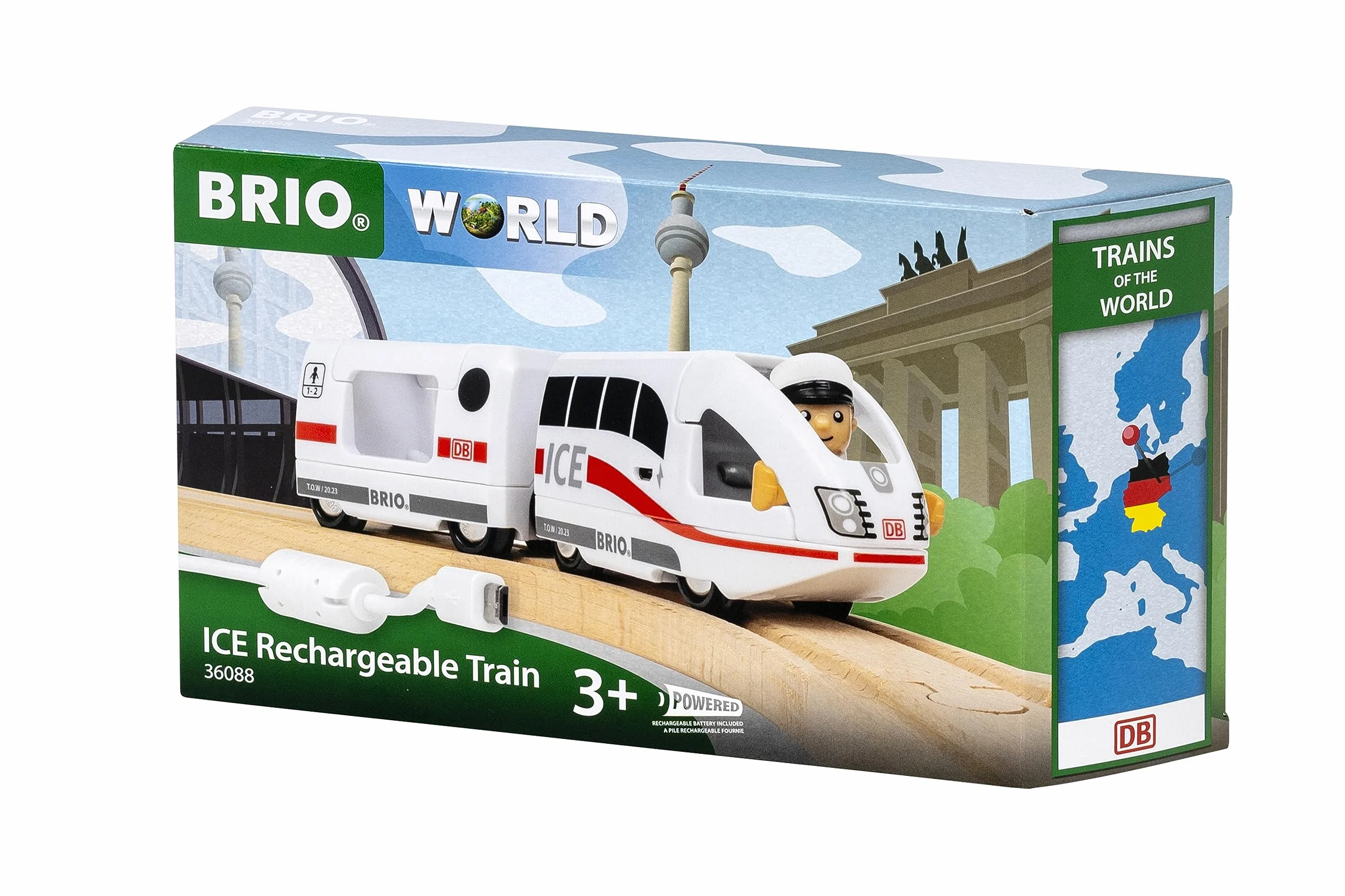 BRIO World - 36088 Trains of the World ICE Accurate Travel Train - Locomotiva giocattolo a batteria per bambini dai 3 anni in su