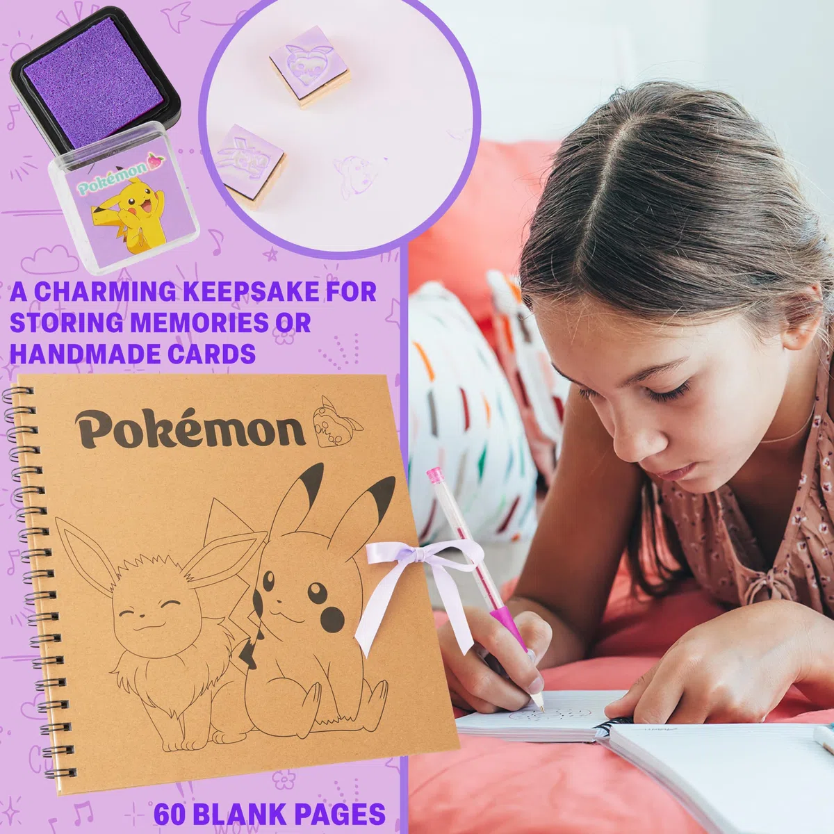 Pokémon Scrapbooking Kit, 47 Pz Scrapbook Forniture, Kit Disegno Bambini, Glitter Penne Gel Adesivi e Accessori, Riempitivi Calze Regali per Bambini