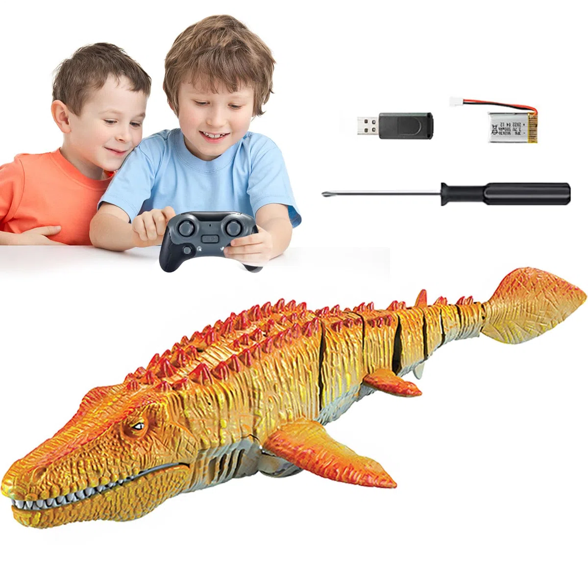 Giocattolo di Mosasaurs subacqueo - Creatura 'acqua telecomandata con effetto spray | Reptile di nuoto RC realistico con luci per avventure in piscina, di bagno interattivo o gioco estivo al