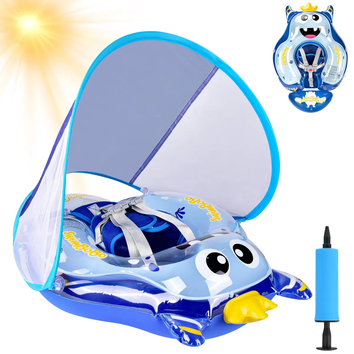 YOOHBERRYS Salvagente Neonato, Ciambella Neonato Mare, Anello Galleggiante per Bambini con Parasole SPF 50+, Salvagente Galleggiante per bambini da 6 a 36 mesi