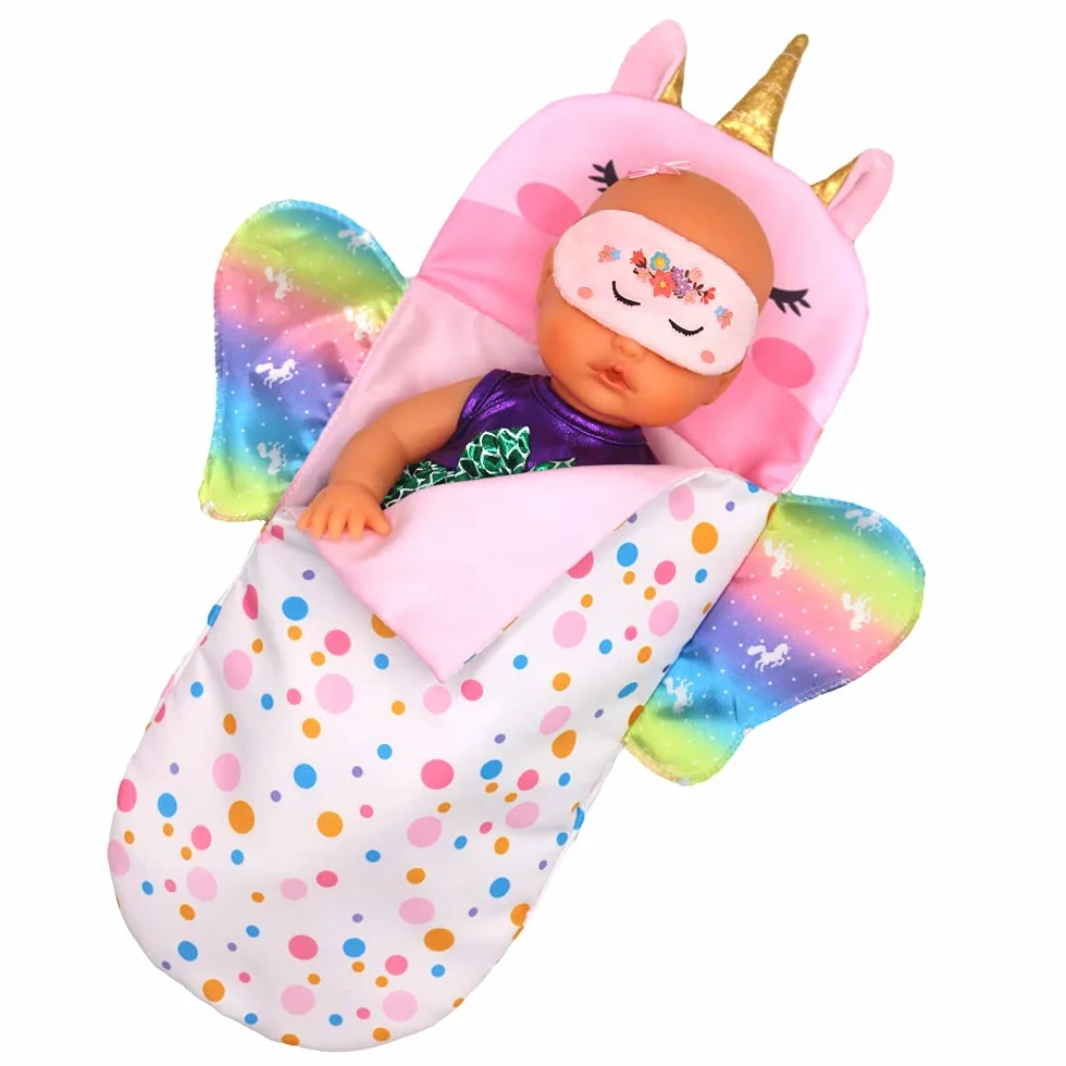 ZWOOS Sacco a Pelo per Bambole con Maschera per Dormire, Accessori Morbidi per Bambole da 25-38 cm
