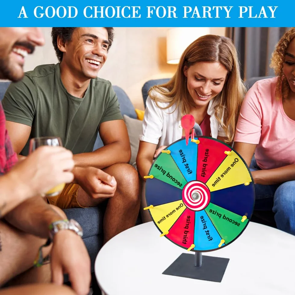 Ruota della Fortuna, 1x10 Slot Ruota Girevole per Premi, 1x 15 Slot Ruota Premio da Tavolo Spinning con Gomma e pennarelli, Gioco Ruota della Fortuna dei Colori per Fiere Feste Pub Carnevale