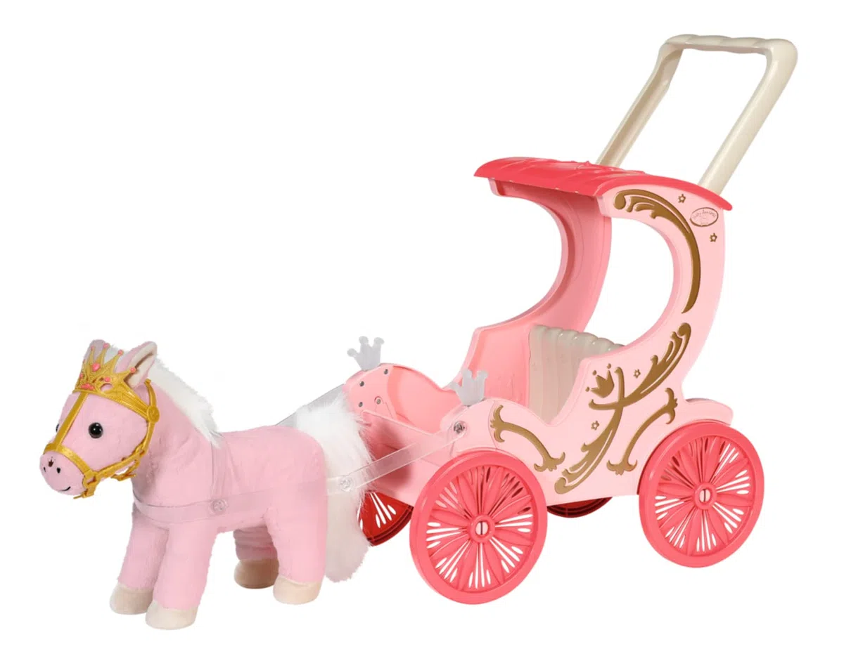 Baby Annabell Carrozza e Pony - per Bambole da 36 e 43 cm - La Carrozza Include Effetti di Luce, Maniglia/Imbracatura Rimovibile - Funziona con Pile - per Bambini e Bambine da 1 Anno in su