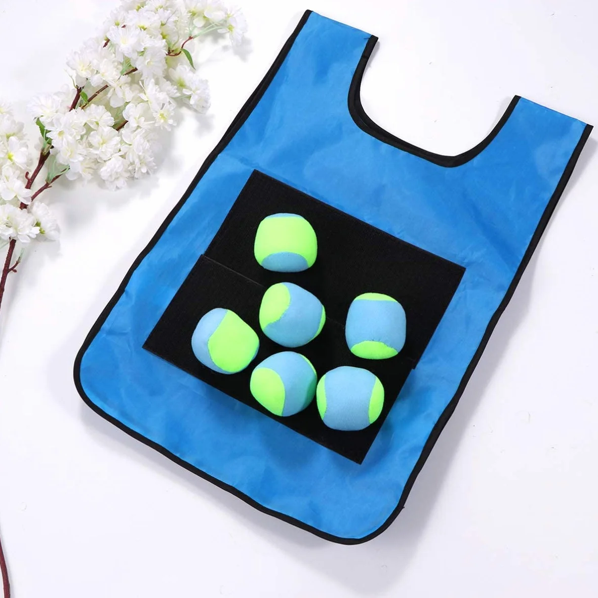 2 Pezzi Gioco Dodgeball Gilet da Gioco, Dodgeball Set di Giochi da Giardino Dodgeball Sfera Appiccicosa di Destinazione con 10 PCS Palline di Ovatta per Bambini Indoor Outdoor (Rosso + Blu)