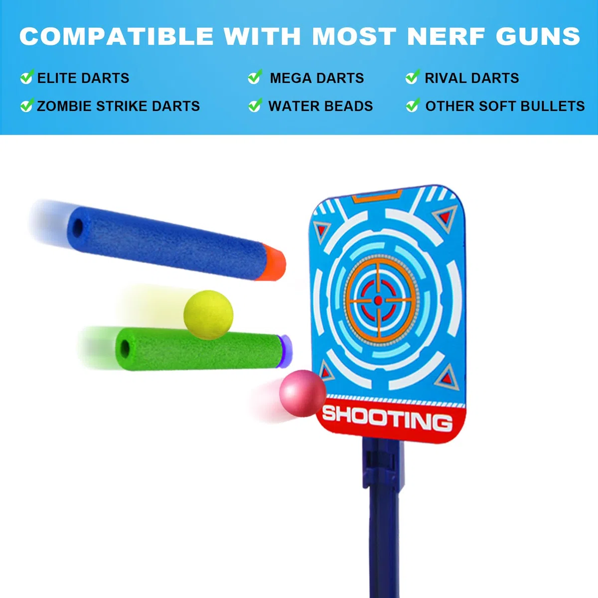 Tiro al Bersaglio con Pistola Giocattolo per Bambini 3 4 5 6 7 8 9 10 anni, Bersaglio Digitale Elettrico per Nerf, 20 Proiettili, Giochi Bimbo Gioco Blaster Interno Esterno Regalo Compleanno Natale